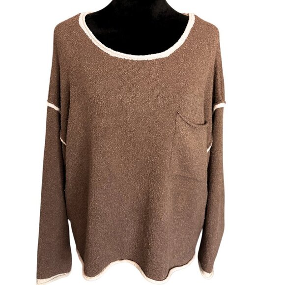 blu pepper sweater, drop shoulder, loose fit, comfy neutral sweater size large - Picture 1 of 9